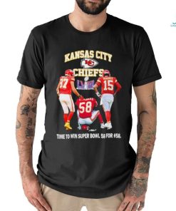 Official Kansas City Chiefs Kelce Thomas and Mahomes time to win Super Bowl 58 For #58 shirt