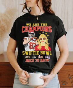 Official Kansas City Chiefs We Are The Champions Kelce Swiftie Bowl Back To Back Shirt, hoodie, sweater, long sleeve and tank top Official Kansas City Chiefs We Are The Champions Kelce Swiftie Bowl Back To Back Shirt