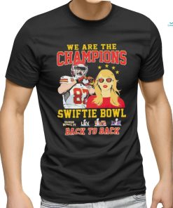 Official Kansas City Chiefs We Are The Champions Kelce Swiftie Bowl Back To Back Shirt, hoodie, sweater, long sleeve and tank top Official Kansas City Chiefs We Are The Champions Kelce Swiftie Bowl Back To Back Shirt