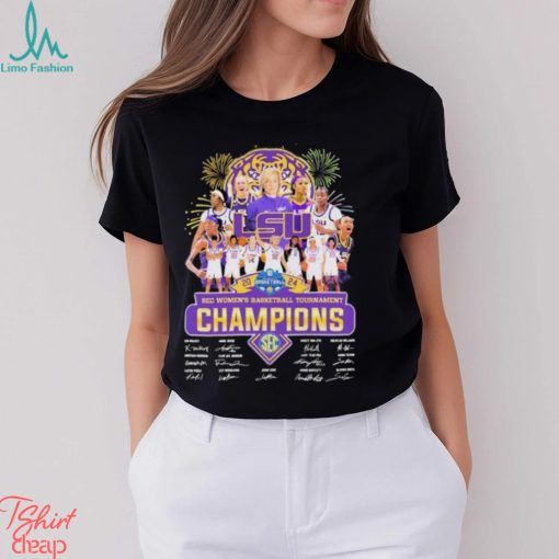 Official LSU Tigers 2024 Sec women’s basketball tournament champions signatures shirt