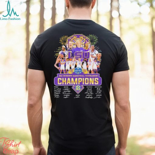 Official LSU Tigers 2024 Sec women’s basketball tournament champions signatures shirt