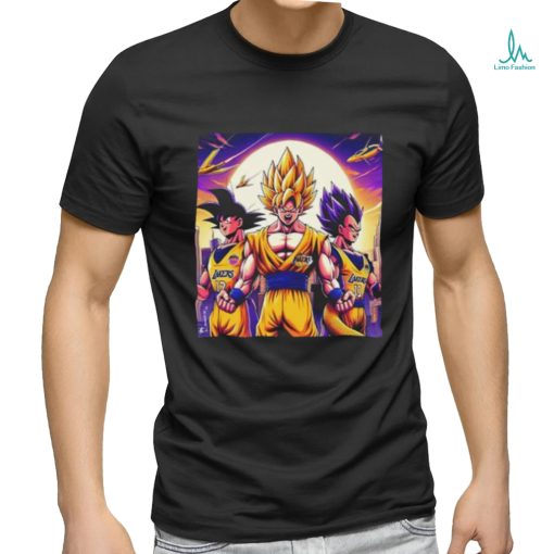 Official Los Angeles Lakers Dragon Ball Goku And Vegeta Super Saiyan Form Akira Toriyama Shirt
