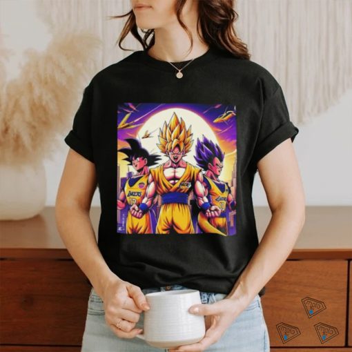 Official Los Angeles Lakers Dragon Ball Goku And Vegeta Super Saiyan Form Akira Toriyama Shirt