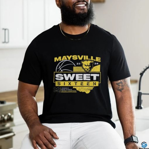 Official Maysville Basketball 23 24 Sweet Sixteen Division II Back To Back District Champions Logo Shirt