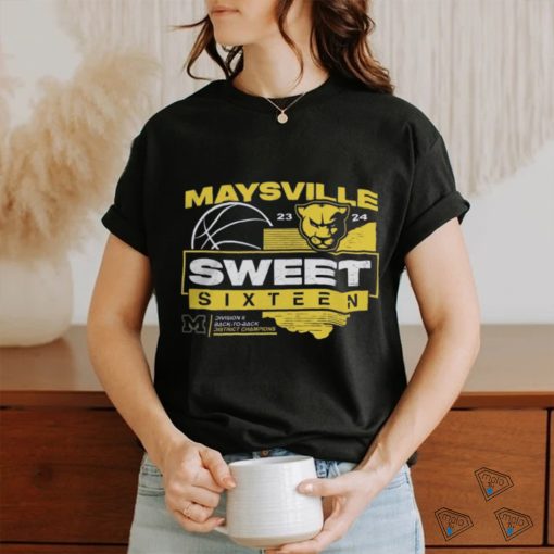 Official Maysville Basketball 23 24 Sweet Sixteen Division II Back To Back District Champions Logo Shirt