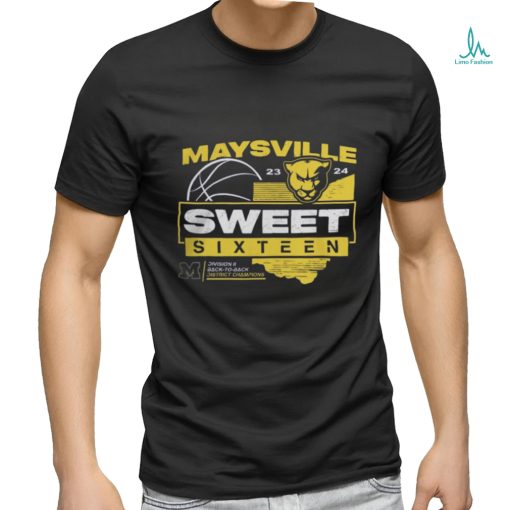 Official Maysville Basketball 23 24 Sweet Sixteen Division II Back To Back District Champions Logo Shirt