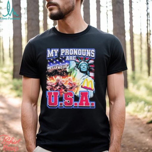 Official My Pronouns Are U.S.A. Hollywood American flag t shirt