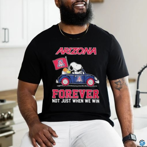 Official Peanuts Snoopy And Woodstock On Car Arizona Basketball Forever Not Just When We Win Shirt