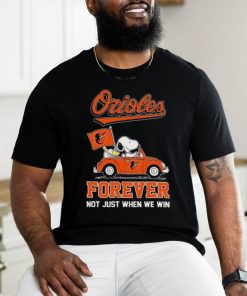 Official Peanuts Snoopy And Woodstock On Car Baltimore Orioles Forever Not Just When We Win Shirt