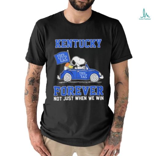 Official Peanuts Snoopy And Woodstock On Car Kentucky Basketball Forever Not Just When We Win Shirt