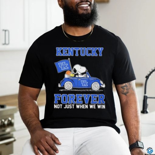 Official Peanuts Snoopy And Woodstock On Car Kentucky Basketball Forever Not Just When We Win Shirt