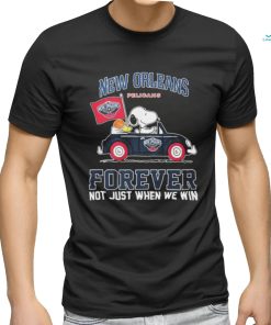 Official Peanuts Snoopy And Woodstock On Car New Orlean Pelicans Forever Not Just When We Win Shirt