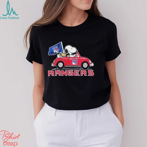 Official Peanuts Snoopy And Woodstock On Car New York Rangers Hockey Shirt