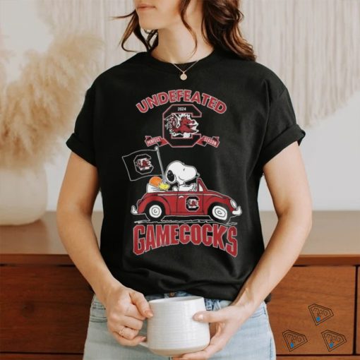 Official Peanuts Snoopy And Woodstock On Car South Carolina Gamecocks Undefeated 2024 Perfect Season Shirt