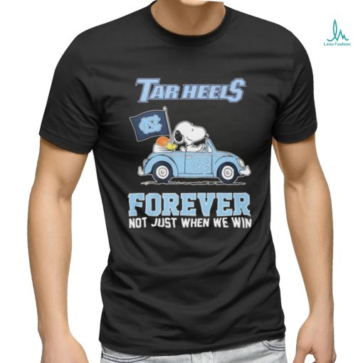 Official Peanuts Snoopy And Woodstock On Car UNC Basketball Forever Not Just When We Win Shirt