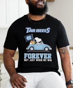 Official Peanuts Snoopy And Woodstock On Car UNC Basketball Forever Not Just When We Win Shirt