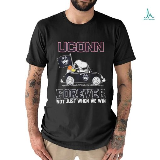 Official Peanuts Snoopy And Woodstock On Car Uconn Huskies Forever Not Just When We Win Shirt