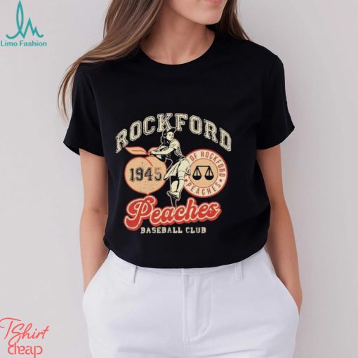 Official Rockford Peaches Baseball Club Logo 1945 T shirt