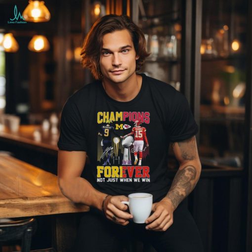 Official champions Jj Mccarthy And Patrick Mahomes Forever Not Just When We Win Signatures Shirt