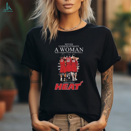 Official never Underestimate A Woman Who Understands Basketball And Loves Miami Heat Adebayo, Butler And Robinson Signatures Shirt