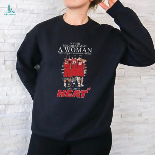 Official never Underestimate A Woman Who Understands Basketball And Loves Miami Heat Adebayo, Butler And Robinson Signatures Shirt