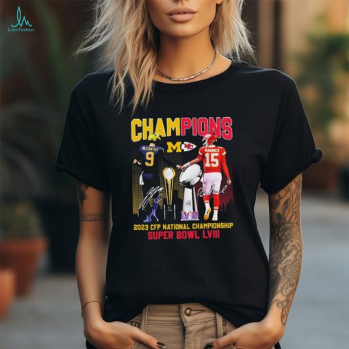 Official official Michigan and Kansas City McCarthy and Mahomes Champions 2023 CFP National championship And Super bowl LVIII shirt