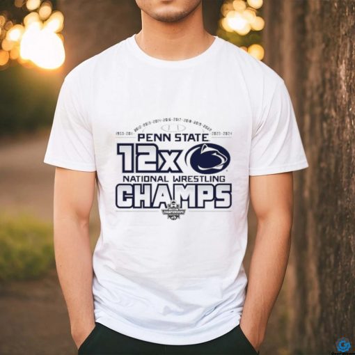 Official penn State 2024 12X National Wrestling Champs Steamroll T Shirt