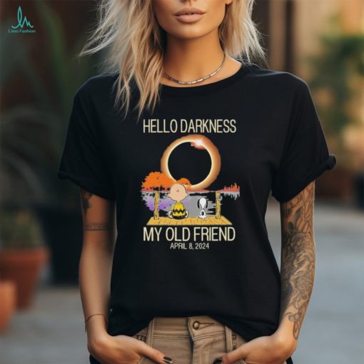 Official snoopy And Charlie Brown Hello Darkness My Old Friends Solar Eclipse April 8, 2024 Shirt