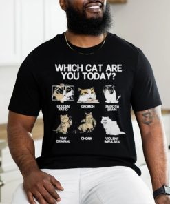 Official which Cat Are You Today Golden Cromch Smooth Brain Tiny Criminal Chonk Violent Impulses Shirt