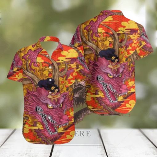 One Piece Monkey D Luffy And Dragon 2024 Mascot Happy Lunar New Year Fan Gifts Hawaiian Shirt