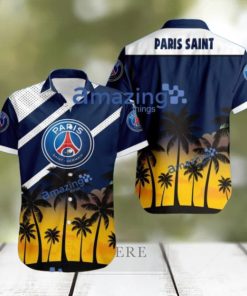 Paris Saint Germain F FC Logo Button Down Hawaiian Shirt Hip Summer Trend