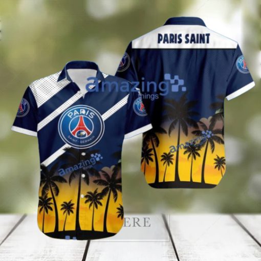 Paris Saint Germain F FC Logo Button Down Hawaiian Shirt Hip Summer Trend