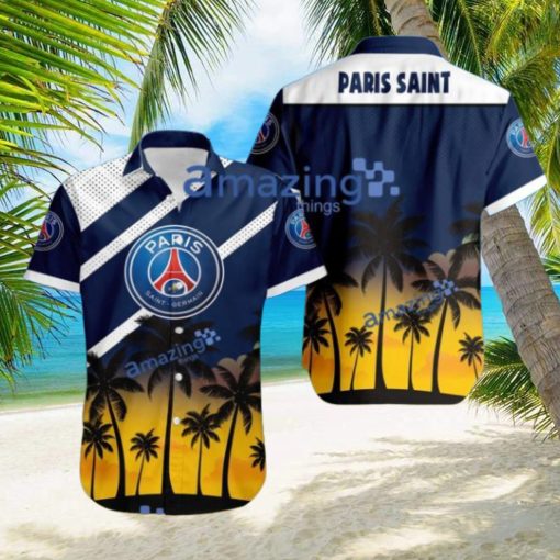 Paris Saint Germain F FC Logo Button Down Hawaiian Shirt Hip Summer Trend