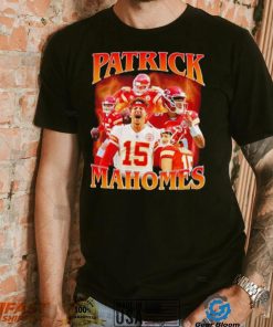 Patrick Mahomes number 15 Kansas City Chiefs football player portrait lightning shirt