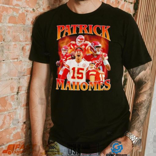 Patrick Mahomes number 15 Kansas City Chiefs football player portrait lightning shirt