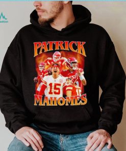 Patrick Mahomes number 15 Kansas City Chiefs football player portrait lightning shirt