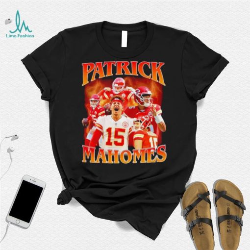 Patrick Mahomes number 15 Kansas City Chiefs football player portrait lightning shirt