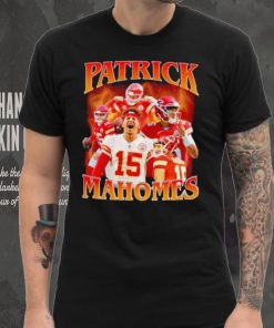 Patrick Mahomes number 15 Kansas City Chiefs football player portrait lightning shirt