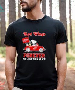 Peanuts Snoopy And Woodstock On Car Detroit Red Wings Forever Not Just When We Win Shirt