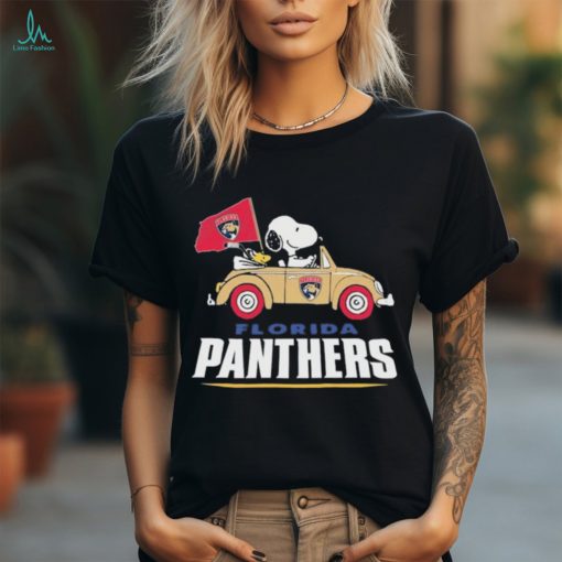 Peanuts Snoopy And Woodstock On Car Florida Panthers Hockey Shirt