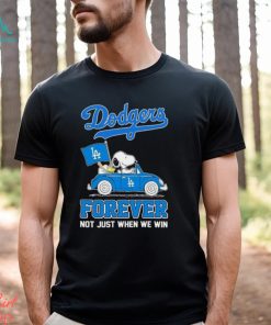 Peanuts Snoopy And Woodstock On Car Los Angeles Dodgers Forever Not Just When We Win Shirt