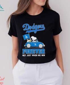 Peanuts Snoopy And Woodstock On Car Los Angeles Dodgers Forever Not Just When We Win Shirt