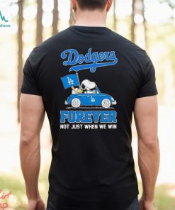 Peanuts Snoopy And Woodstock On Car Los Angeles Dodgers Forever Not Just When We Win Shirt