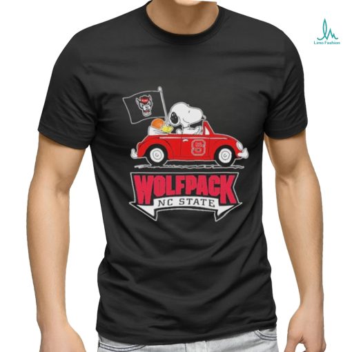Peanuts Snoopy And Woodstock On Car Nc State Wolfpack Basketball Sweet 16 Shirt