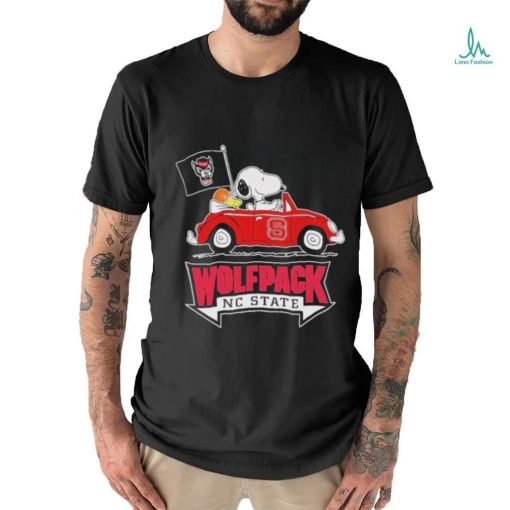 Peanuts Snoopy And Woodstock On Car Nc State Wolfpack Basketball Sweet 16 Shirt