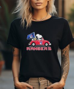 Peanuts Snoopy And Woodstock On Car New York Rangers Hockey Shirt