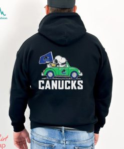 Peanuts Snoopy And Woodstock On Car Vancouver Canucks Hockey Shirt