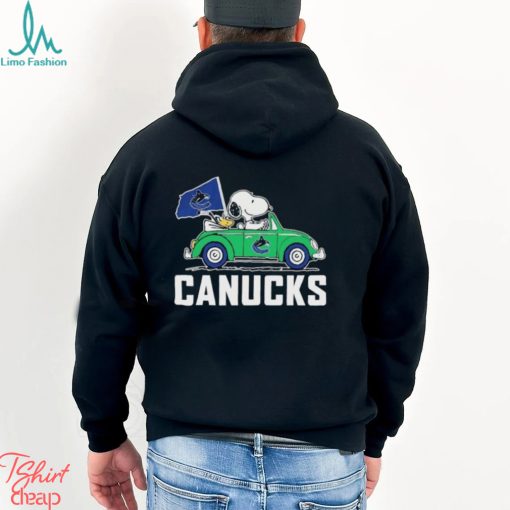 Peanuts Snoopy And Woodstock On Car Vancouver Canucks Hockey Shirt