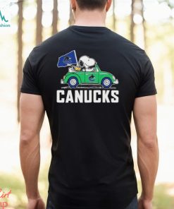 Peanuts Snoopy And Woodstock On Car Vancouver Canucks Hockey Shirt