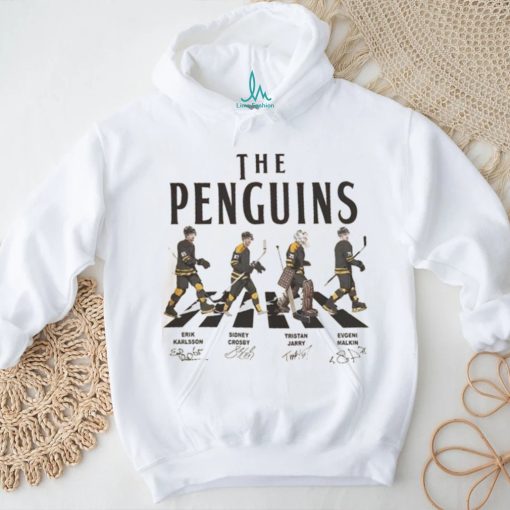 Penguins Walking Abbey Road Signatures Ice Hockey Shirt
